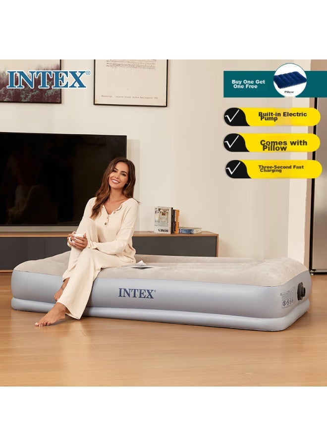Intex 64116 Electric Pump Inflatable Bed With Pillow, Air Mattress For Home Nap, Car Camping, Tent Pad, Folding Bed Ct1 - Image 1