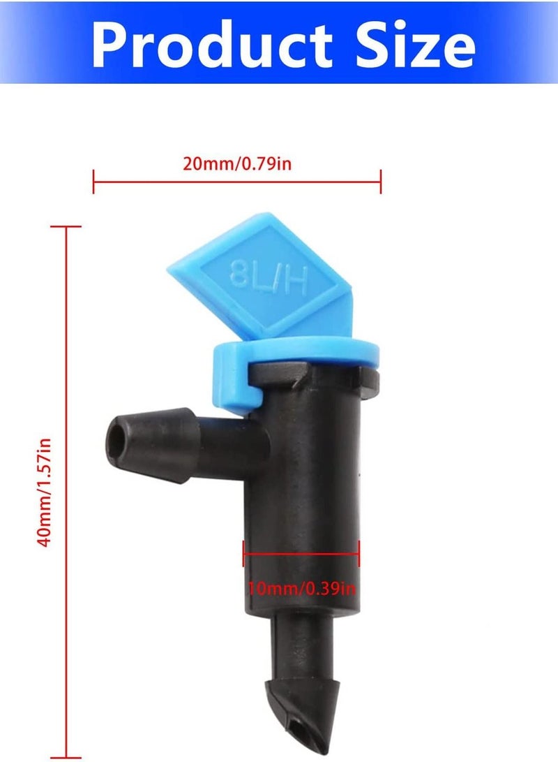 واي آند دي 2 GPH Drip Irrigation Emitters 100 Pcs 8L/H Garden Flag Dripper Inline Water Drippers Emitter Sprinkler System Parts Connect 4mm/7mm Hose for Trees and Shrubs - Image 2