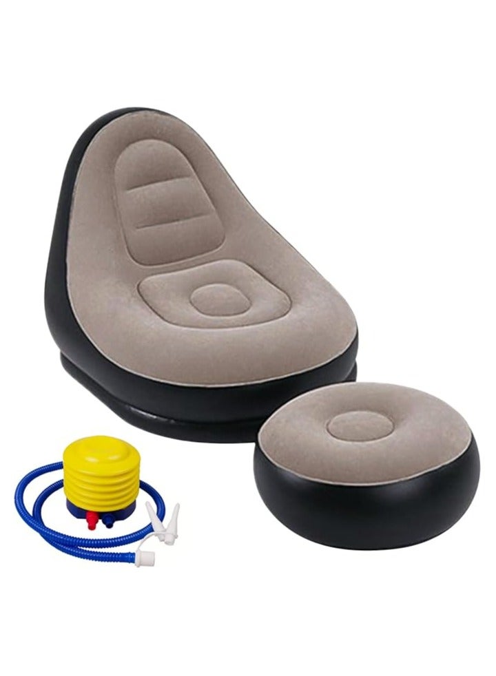 Adoro Inflatable Sofa Couch Foldable Indoor Sofa Lounge Chair Sleeper Inflatable Lounger Air Sofa Chair Deck Chair for Bedroom Living Room Camping - Image 1