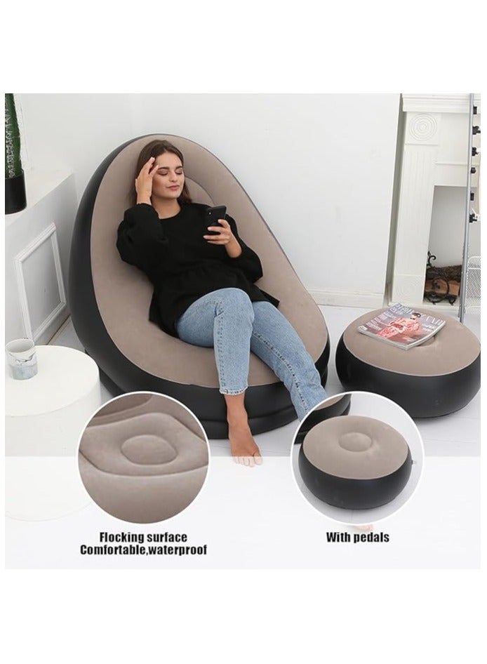 Adoro Inflatable Sofa Couch Foldable Indoor Sofa Lounge Chair Sleeper Inflatable Lounger Air Sofa Chair Deck Chair for Bedroom Living Room Camping - Image 2