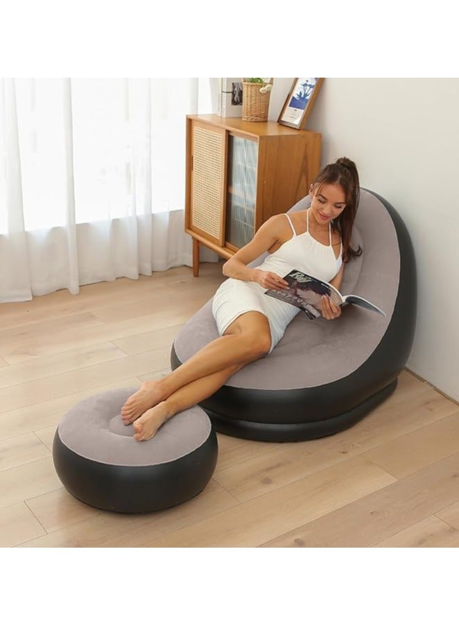 Adoro Inflatable Sofa Couch Foldable Indoor Sofa Lounge Chair Sleeper Inflatable Lounger Air Sofa Chair Deck Chair for Bedroom Living Room Camping - Image 3