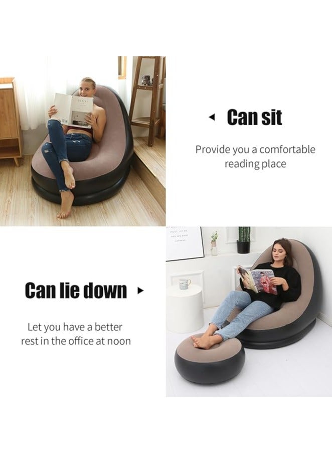 Adoro Inflatable Sofa Couch Foldable Indoor Sofa Lounge Chair Sleeper Inflatable Lounger Air Sofa Chair Deck Chair for Bedroom Living Room Camping - Image 4