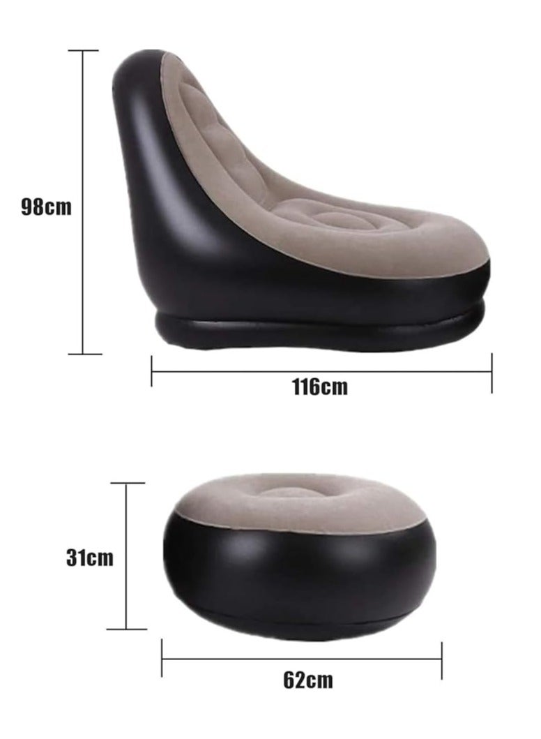 Adoro Inflatable Sofa Couch Foldable Indoor Sofa Lounge Chair Sleeper Inflatable Lounger Air Sofa Chair Deck Chair for Bedroom Living Room Camping - Image 5