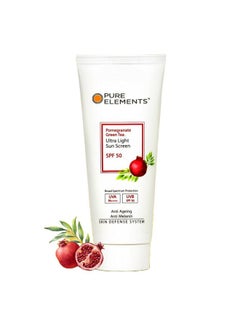 Pure Elements Ultralight Sunscreen Spf 50 With Pomegranate & Green Tea | Pa++++ | Lightweight Formula | For All Skin Types | No White Cast, Acne Safe For Men & Women 80 Gm  - Image 1