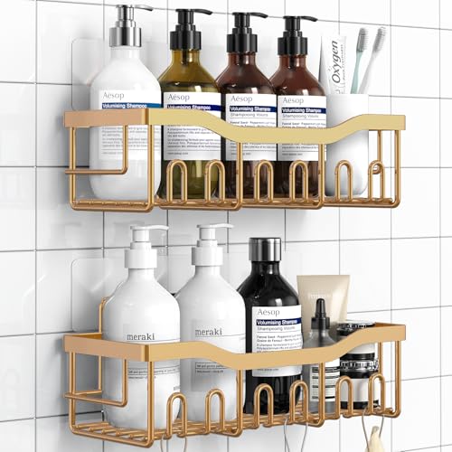EUDELE Shower Caddy 2 Pack Adhesive Organizer for Bathroom Storage Home Decor Kitchen No Drilling Rustproof Stainless Steel Shelf Bathroom Decor Sets - Image 1