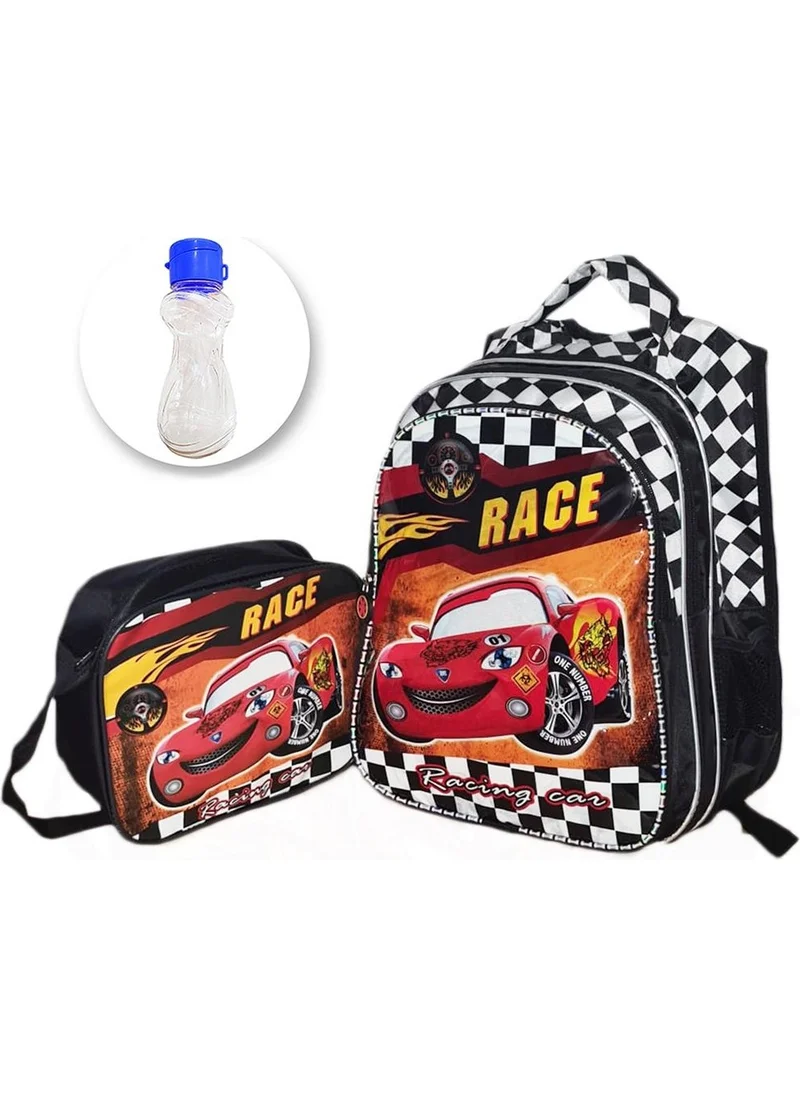 Masho Trend Race Car Backpack + Nutrition + Water Bottle - Cars Primary School Bag - Boy's Bag School Bag