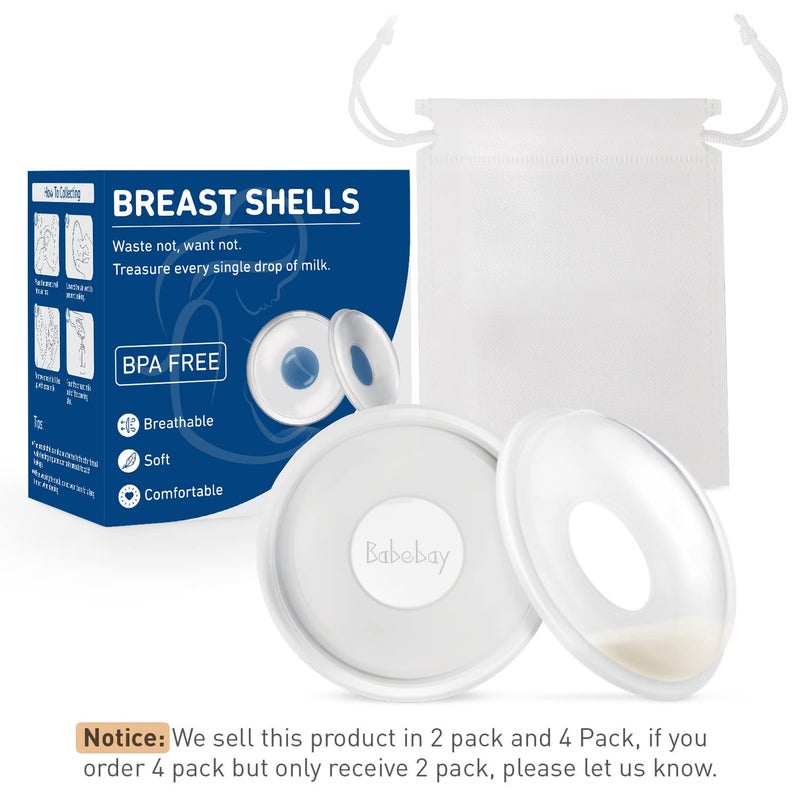 بيبي باي Breast Shells, 4 Pack Nursing Cups, Milk Saver, Protect Sore Nipples for Breastfeeding, Collect Breastmilk Leaks for Nursing Moms, Soft and Flexible Silicone Material, Reusable - Image 2