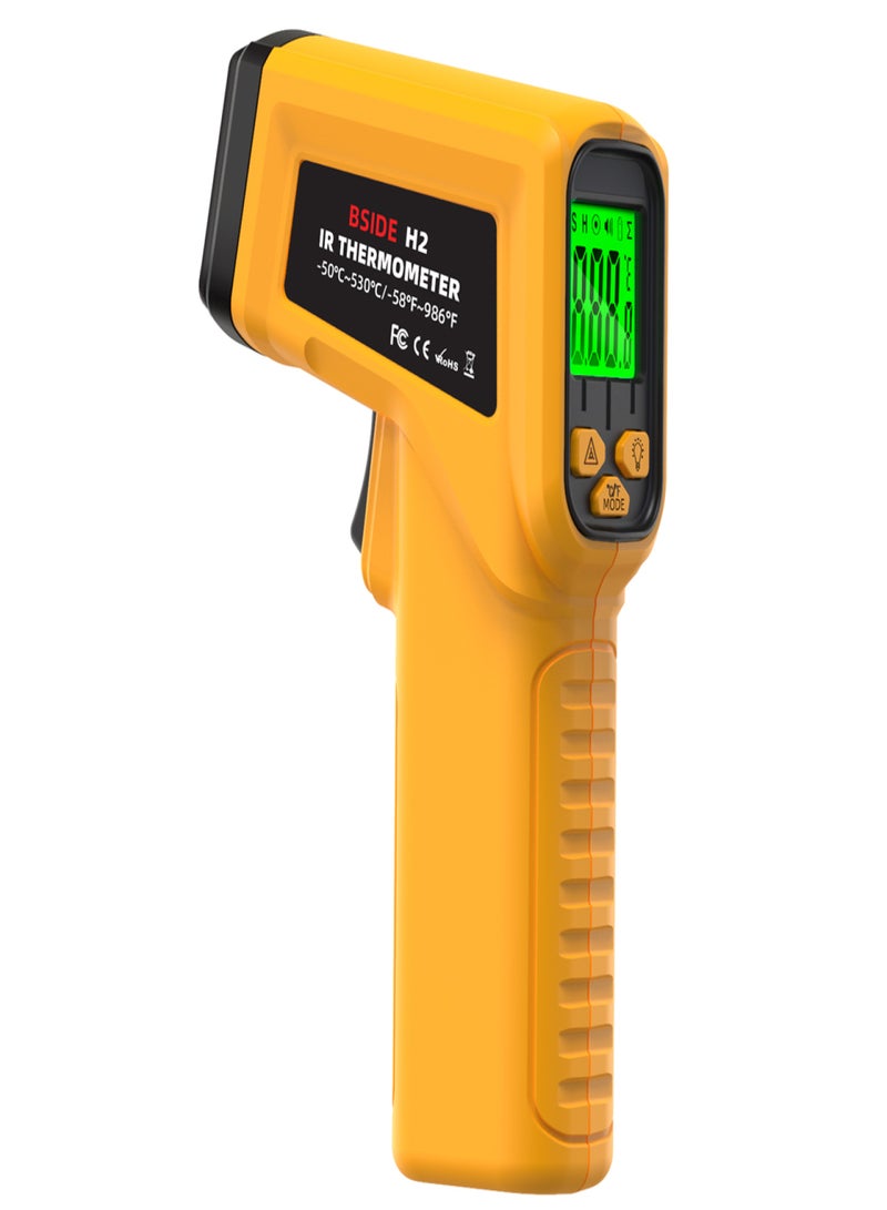 BSIDE -50~530℃ Handheld Infrared Thermometer 12:1 Target Positioning Contactless Digital Temperature Meter with LCD Screen Adjustable Emissivity Pyrometer for Industrial Kitchen Cooking Automotive - Image 1