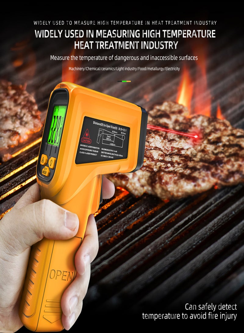 BSIDE -50~530℃ Handheld Infrared Thermometer 12:1 Target Positioning Contactless Digital Temperature Meter with LCD Screen Adjustable Emissivity Pyrometer for Industrial Kitchen Cooking Automotive - Image 4