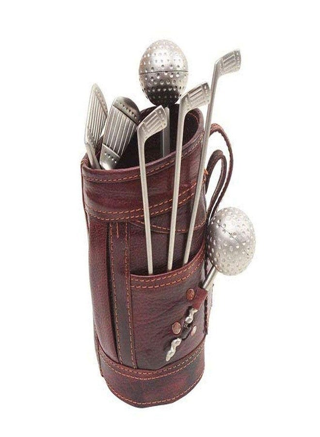 RELBEES Brown Leatherette Kit Bag with Silver Golf Bar Set for Gift Items/Valentines Gift/Birthday Gift Corporate Gift (GBSBR) - Image 1