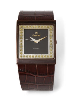 GENEVAL Leather Strap Analog Wrist Watch GLS044GOO - 34mm - Brown  - Image 1