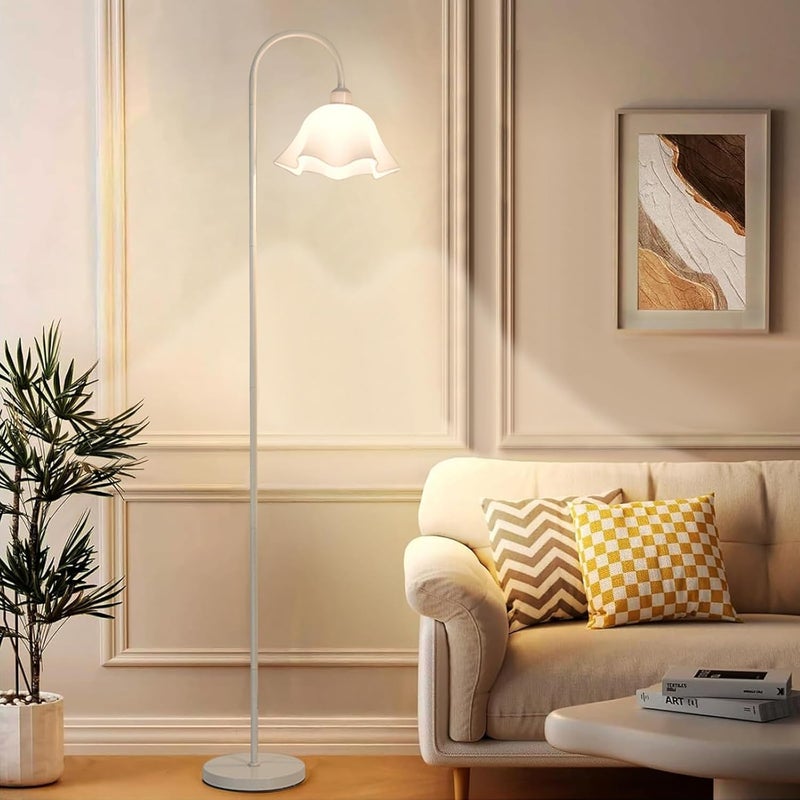 عالية الجودة مصباح أرضي حديث بتلات، تصميم بسيط مع لمبة قابلة لتعديل اللون، مصباح وقوف لغرفة المعيشة، غرفة النوم، المكتب، المنزل (بتلة - أبيض) - Image 1