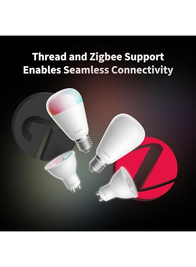 أكارا مصباح Aqara Thread/Zigbee الذكي بتقنية LED، قاعدة T2 E26، إضاءة بيضاء قابلة للتعديل (2000-9000 كلفن)، مصباح RGB متغير الألوان مع 16 مليون لون، يعادل 75 واط، مقاوم للحرارة، متوافق مع HomeKit وGoogle وغيرها - Image 2