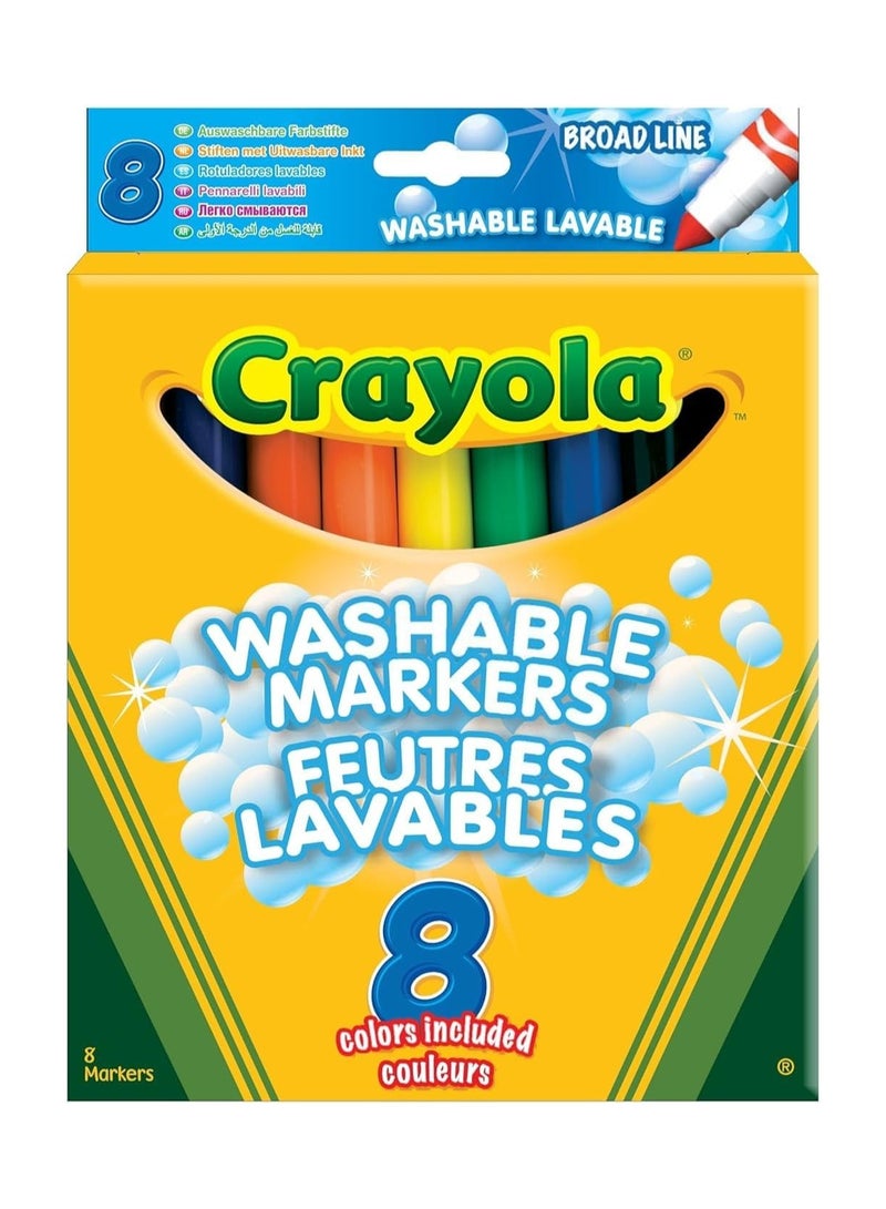 Crayola Broad Line Washable Markers, 8 Markers, Classic Colors Pack of 10 - Image 2