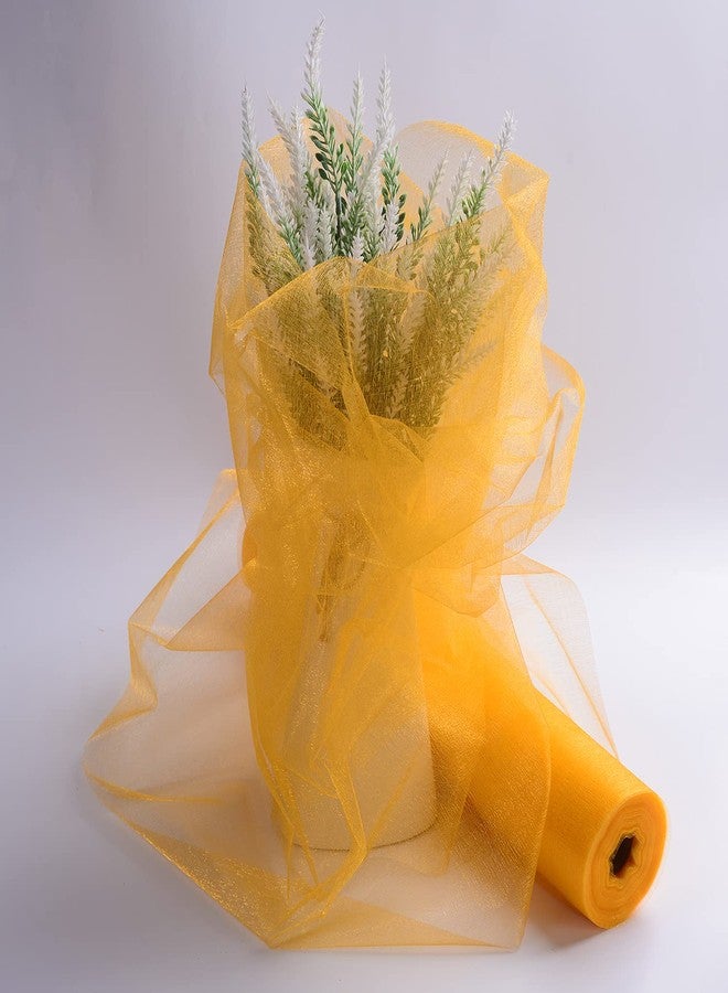 ICOSHOW Crystal Organza Fabric Tulle - 16" by 50 Yards Sheer Fabric for Wedding Party Decoration Bridal Shower Tutu Roll Netting Spool Ribbon Wrapping (Gold) - Image 4
