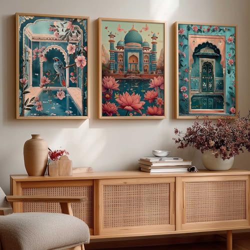 kotart Decorative Traditional Wall Art Home Decor | Madhubani Paintings With Frame For Living Room Bed Room Hotel Wall Decor Digital Reprint Set of 3 (13X17 inch) - Image 1