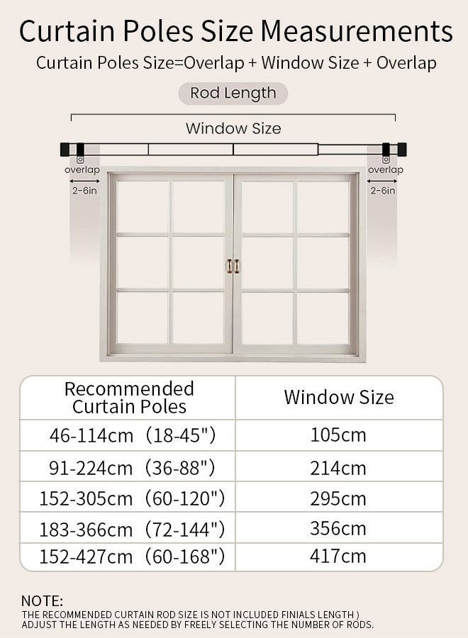 Nadrab Curtain Rod, Splicing Curtain Poles Set for Eyelet Curtains, 25mm Diameter Drapery Rods with Brackets for Bedroom Living Room Office - Image 5