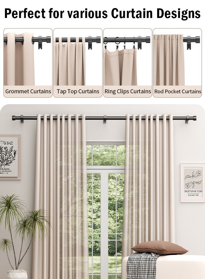 Nadrab Curtain Rod, Splicing Curtain Poles Set for Eyelet Curtains, 25mm Diameter Drapery Rods with Brackets for Bedroom Living Room Office - Image 2