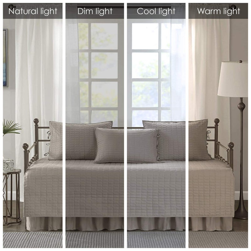 Comfort Spaces Daybed Cover - Luxe Double Sided-Quilting, All Season Cozy Bedding with Bedskirt, Matching Shams, Kienna Taupe 75"x39" 5 Piece - Image 2