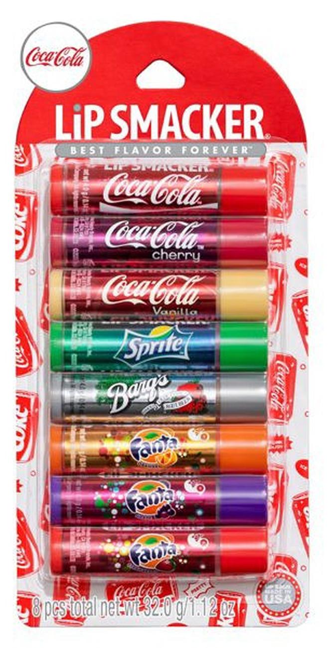 Lip Smacker Coca-Cola Flavored Balm, 8 Count, Flavors Coke, Cherry Vanilla Sprite, Root Beer, Orange Fanta, Grape Strawberry Fanta - Image 1