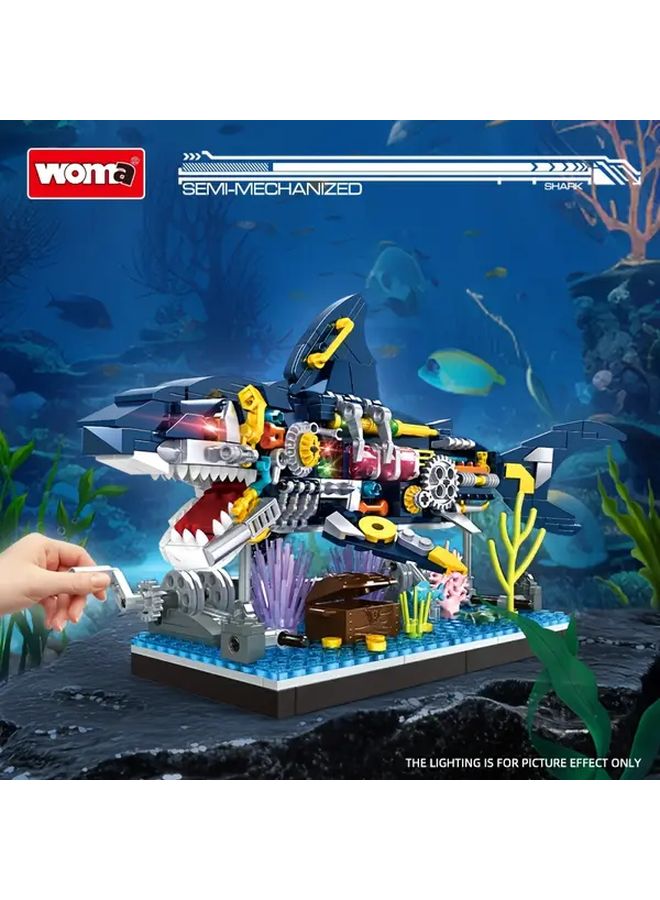 Mechanical Shark Building Set 499 Pcs STEM Educational Ocean Toy Gift - Image 1