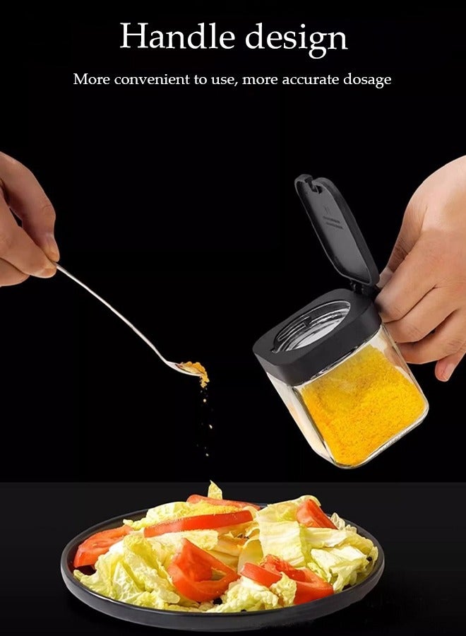 DUNISO 3 Pcs Seasoning Box, Household Spice Container, Kitchen Seasoning Bottle, Equipped Withspoon, Lid, Tray And Label, Handle Design, Dustproof And Moisture Proof, Easy To Clean, Suitable For Home And Kitchen - Image 5