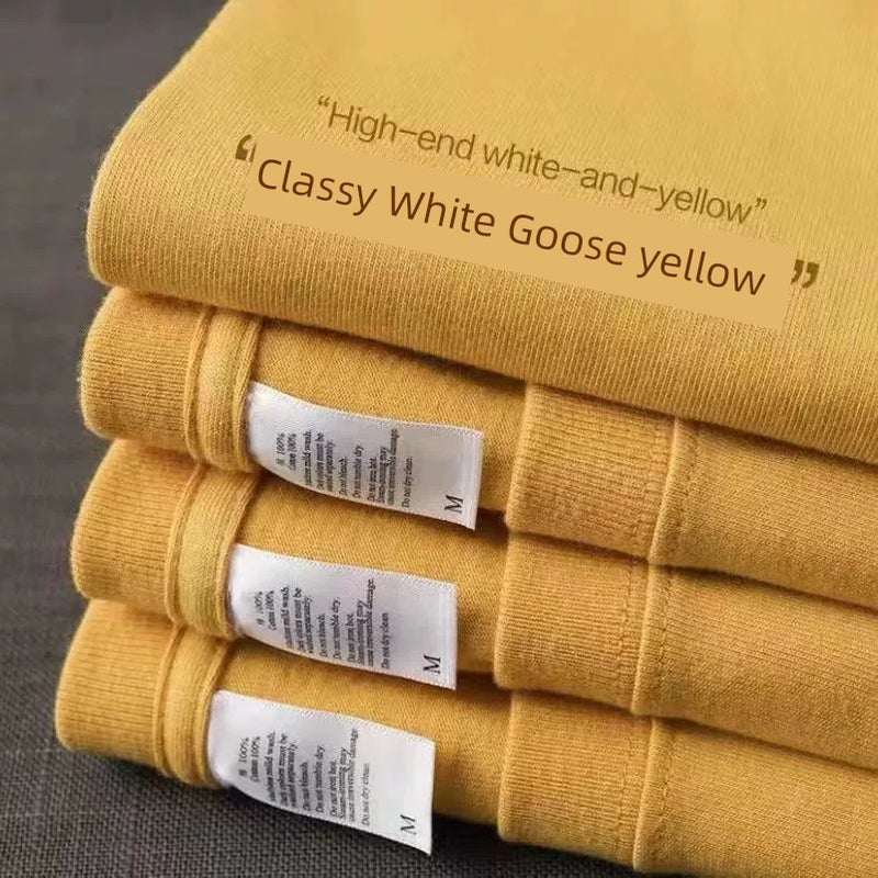 Wine red 300g heavy cotton short-sleeved summer small collar American T-shirt men's and women's solid color loose base shirt trendy - Image 3