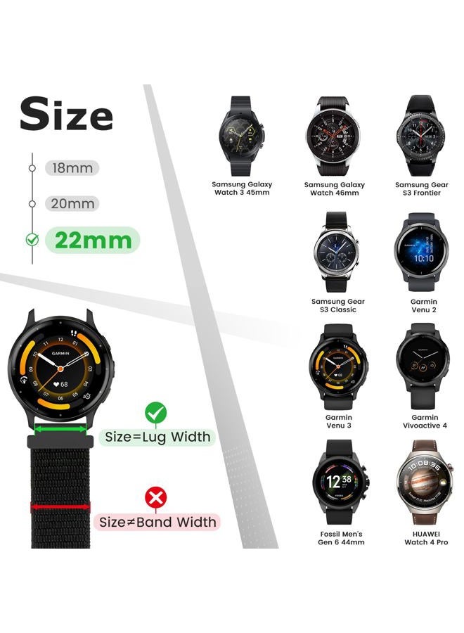 AVOD 22mm Nylon Quick Release Bands Compatible with Samsung Galaxy Watch 3 45mm/Galaxy Watch 46mm/Gear S3 Frontier/Classic/Garmin Venu 3/Venu 2/Vivoactive 4/Fossil Gen 6 44mm Bands for Women Men - Image 3