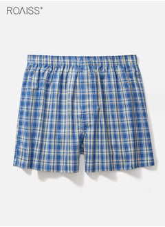 roaiss 4-Piece Men's Loose Underwear Pure Cotton Plaid Home Shorts Unconstrained And Comfortable Underwear  - Image 5