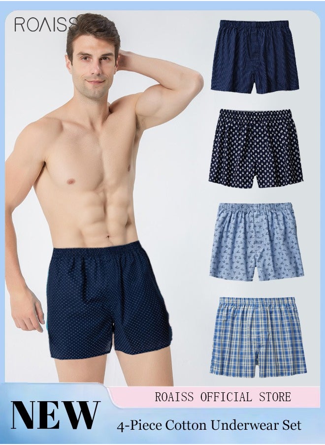 4-Piece Men's Loose Underwear Pure Cotton Plaid Home Shorts Unconstrained And Comfortable Underwear - pzsku/Z44139CDC72893602F5C9Z/45/_/1701309392/22bd8d0b-f933-4c59-a9d1-143b182800ea