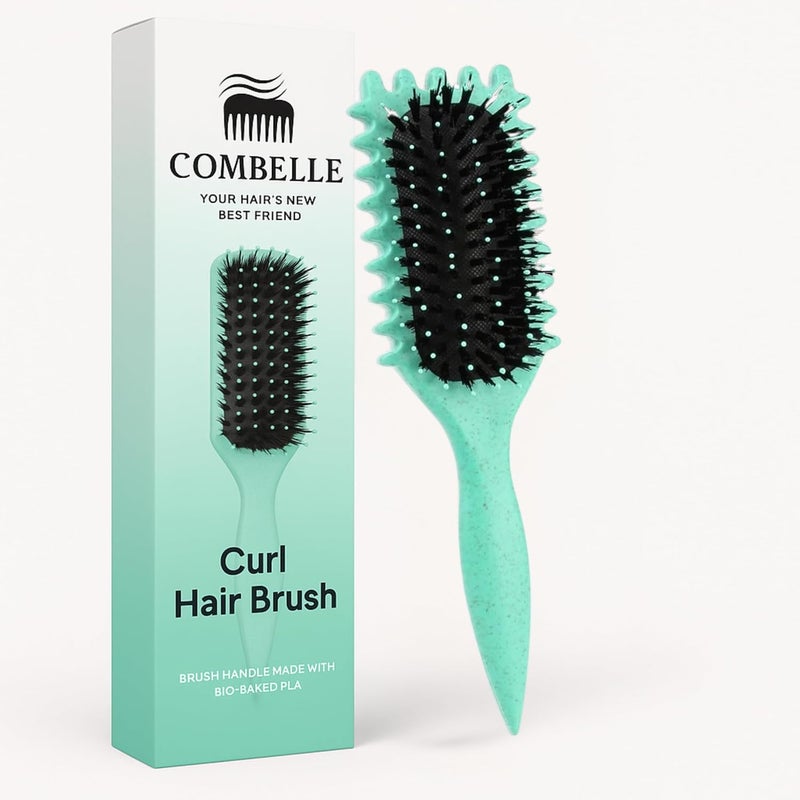 Combelle 5-in-1 Curl Hair Brush, Vegan Boar Bristles, Bio-Baked PLA Handle, Detangling and Frizz Control for Curly Hair - Image 1