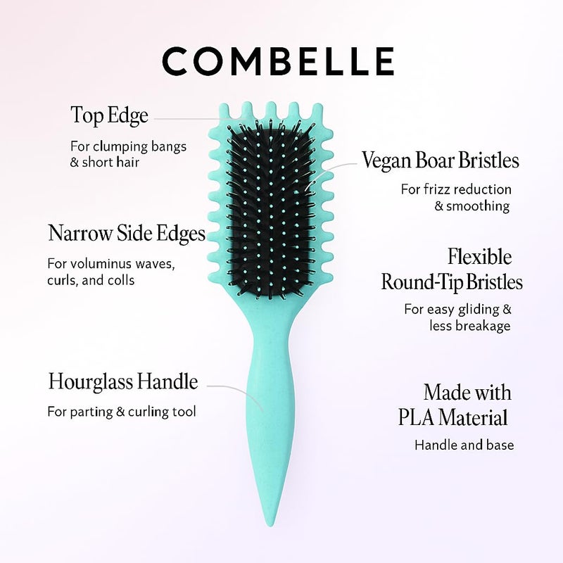 Combelle 5-in-1 Curl Hair Brush, Vegan Boar Bristles, Bio-Baked PLA Handle, Detangling and Frizz Control for Curly Hair - Image 2
