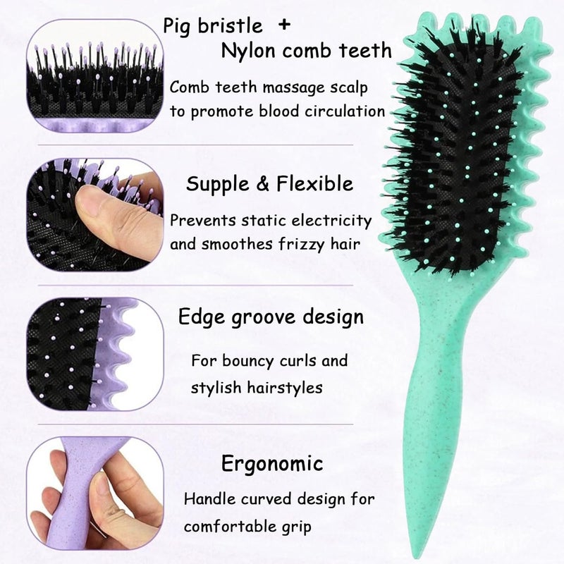 Combelle 5-in-1 Curl Hair Brush, Vegan Boar Bristles, Bio-Baked PLA Handle, Detangling and Frizz Control for Curly Hair - Image 5