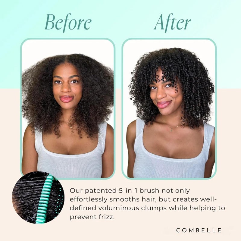 Combelle 5-in-1 Curl Hair Brush, Vegan Boar Bristles, Bio-Baked PLA Handle, Detangling and Frizz Control for Curly Hair - Image 3