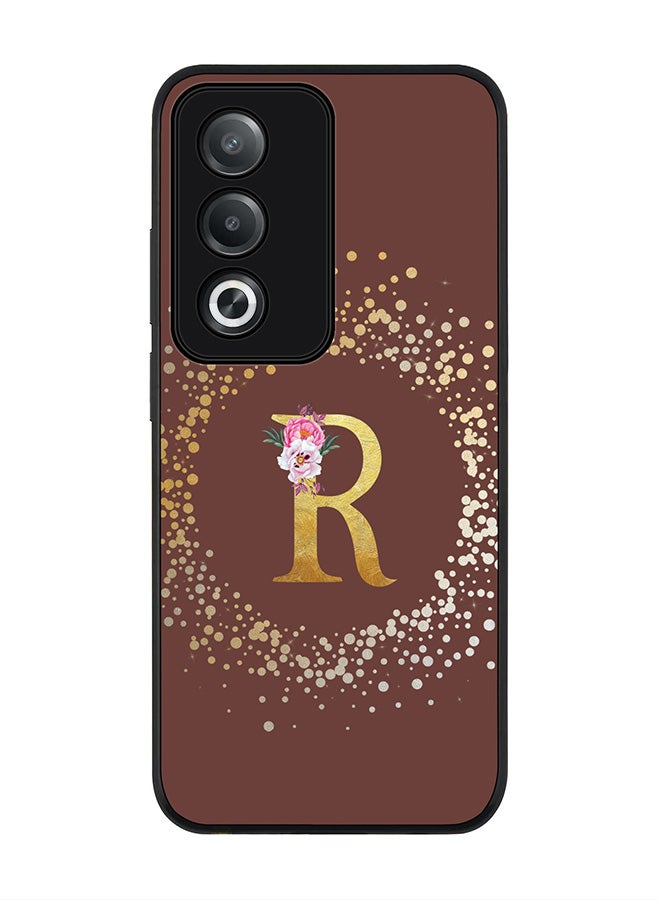 For Oppo A3 Pro / A80 Case,Slim fit Camera Protection, Shockproof Thin Phone cover - Custom Monogram Floral - R (Brown )