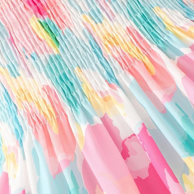 GORLYA Girls Muslin Frock | Pastel Striped Sleeveless A-Line Dress with Bow | Knee-Length Lightweight Party Outfit for Kids | Birthday, Festive & Summer Occasions - Image 3