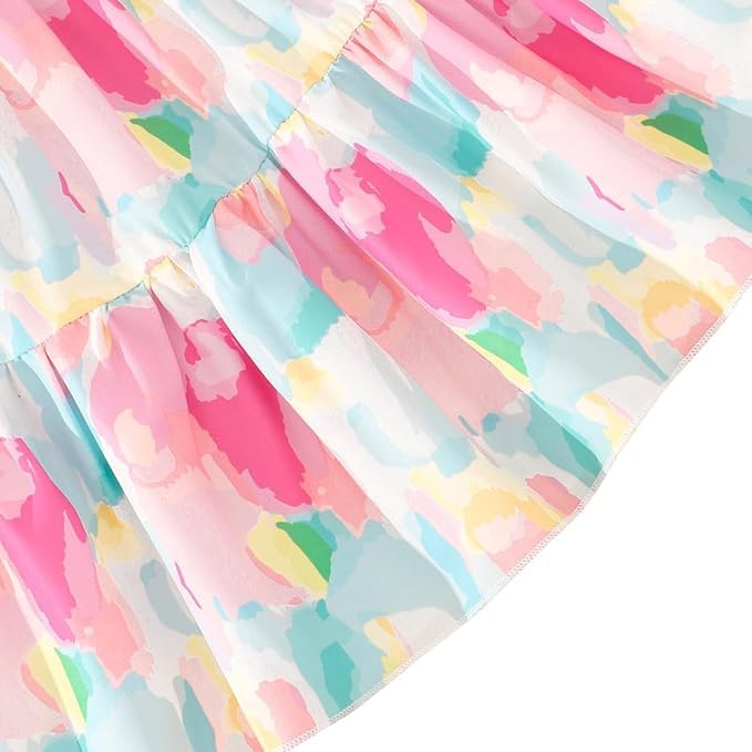GORLYA Girls Muslin Frock | Pastel Striped Sleeveless A-Line Dress with Bow | Knee-Length Lightweight Party Outfit for Kids | Birthday, Festive & Summer Occasions - Image 2