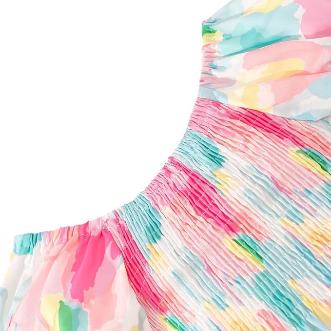 GORLYA Girls Muslin Frock | Pastel Striped Sleeveless A-Line Dress with Bow | Knee-Length Lightweight Party Outfit for Kids | Birthday, Festive & Summer Occasions - Image 5