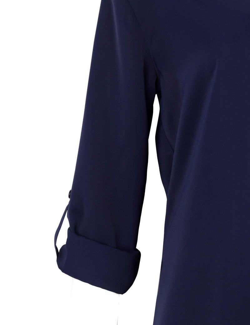 Timeson Blouses for Women,Womens Dress Shirts and Blouses for Office Work Ladies V Neck Blouse Business Wear 3/4 Sleeve Chiffon Tunics Tops for Interview Fashion Formal Dressy Tops Blue - Image 5