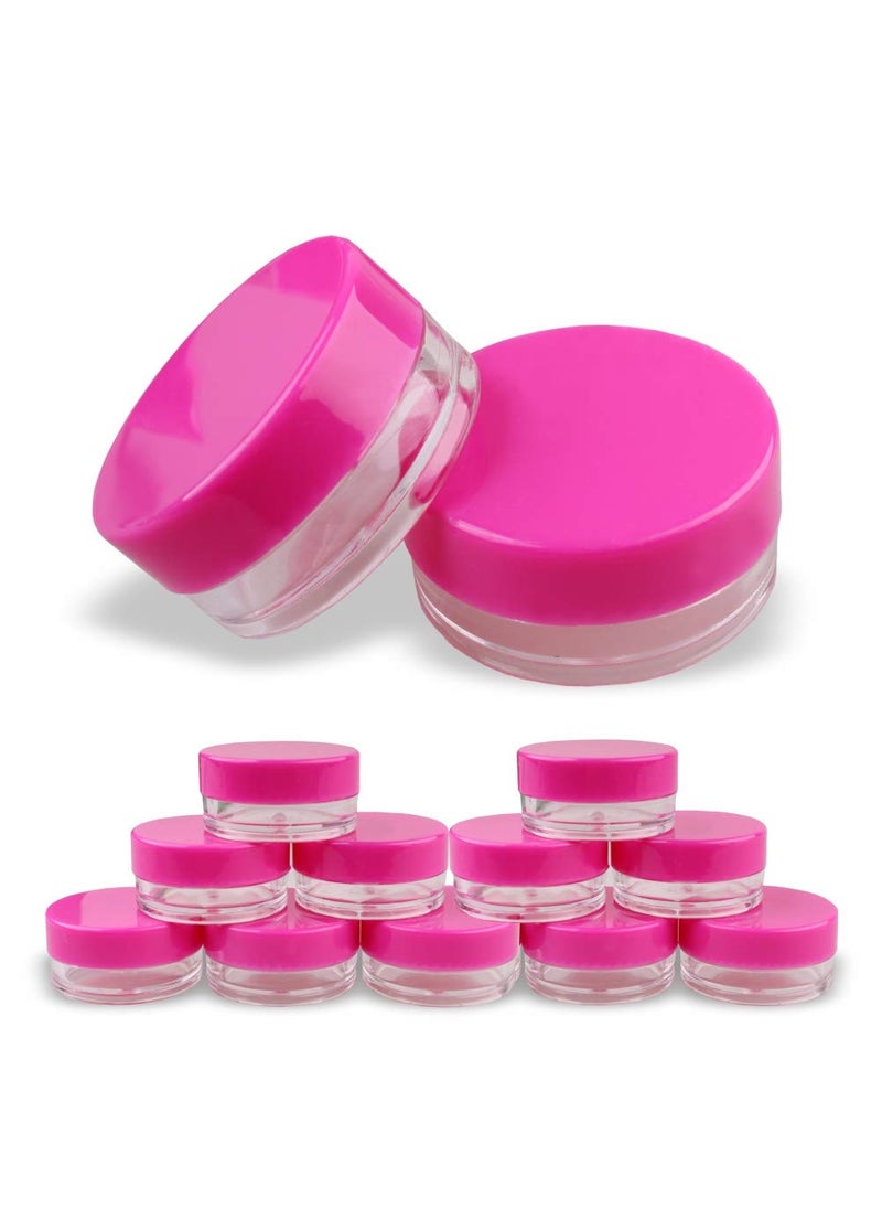 PMLAND PMLAND Clear Plastic Cosmetic Containers with Pink Screw Lid for Eye Shadow Cream Nail Polish Balm Makeup Samples  50 Containers with 50 Lids  - Image 1