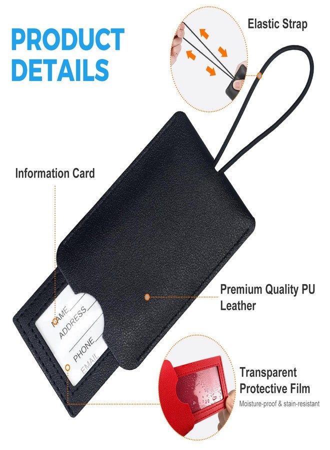 Gloppie 2 Pack Luggage Tags for Suitcases Travel Bag PU Leather Luggage Tags with Privacy Cover Black - Image 3
