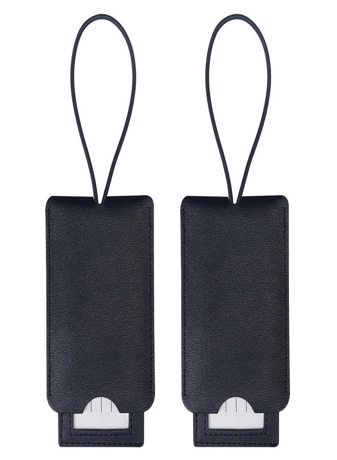Gloppie 2 Pack Luggage Tags for Suitcases Travel Bag PU Leather Luggage Tags with Privacy Cover Black - Image 1