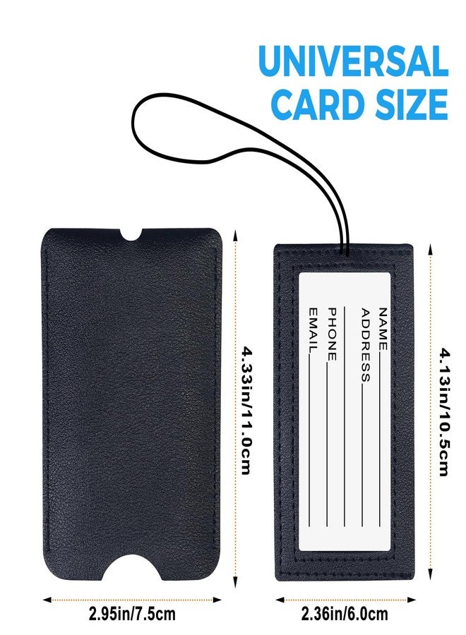 Gloppie 2 Pack Luggage Tags for Suitcases Travel Bag PU Leather Luggage Tags with Privacy Cover Black - Image 2