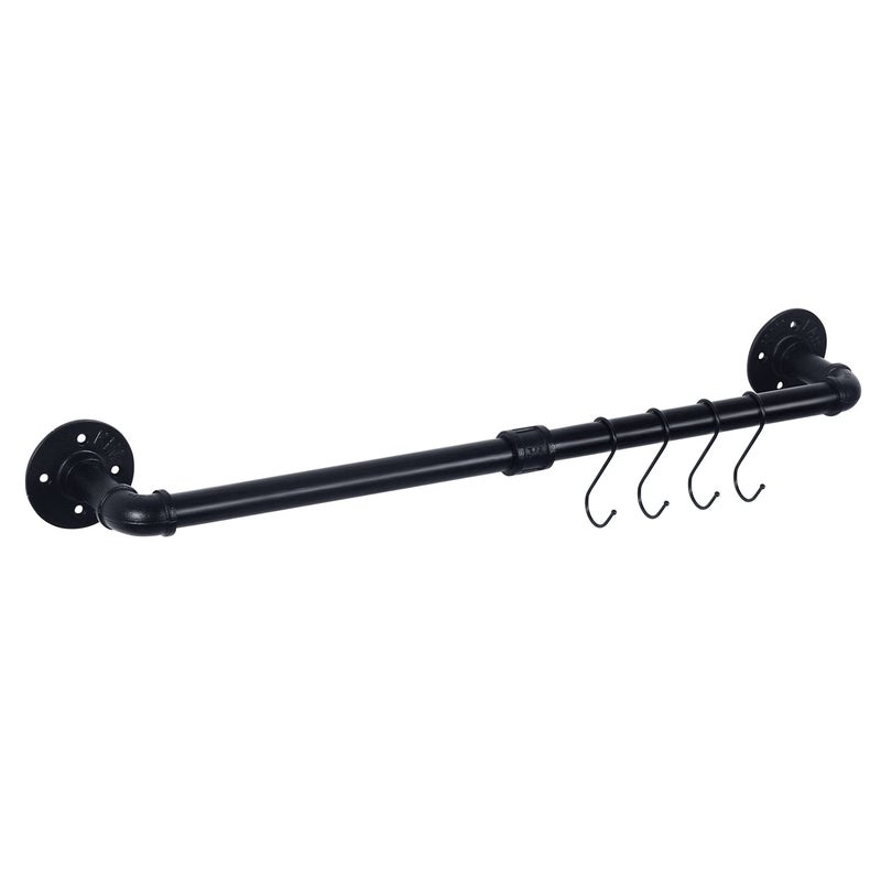 HouseAid 24 Inch Industrial Pipe Towel Bar Farmhouse Iron Hand Towel Holder Vintage Style Towel Rod for Bathroom Wall Mounted Matte Black Hook Included - Image 2