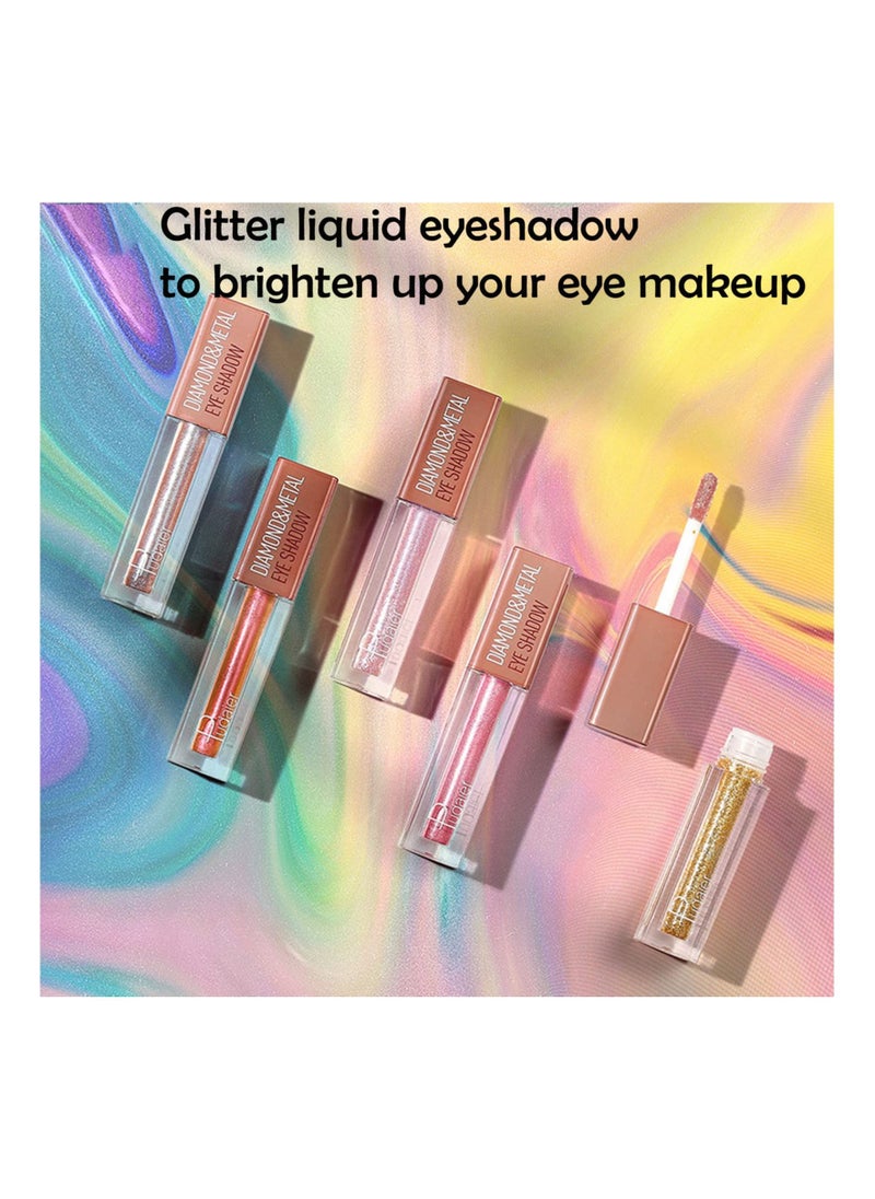 SYOSI - Liquid Glitter Eyeshadow, SYOSI Highly Pigmented Metallic Eye Shadows & Eyeliner Pen, Sparkling Shimmer Eyes Makeup Waterproof Long Lasting Quick-Drying Eye Shadow Make up Kits(Elegant Orange) - Image 1
