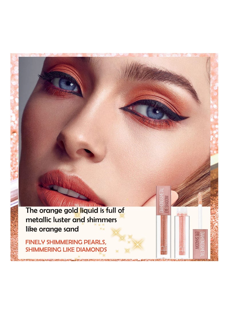 SYOSI - Liquid Glitter Eyeshadow, SYOSI Highly Pigmented Metallic Eye Shadows & Eyeliner Pen, Sparkling Shimmer Eyes Makeup Waterproof Long Lasting Quick-Drying Eye Shadow Make up Kits(Elegant Orange) - Image 1