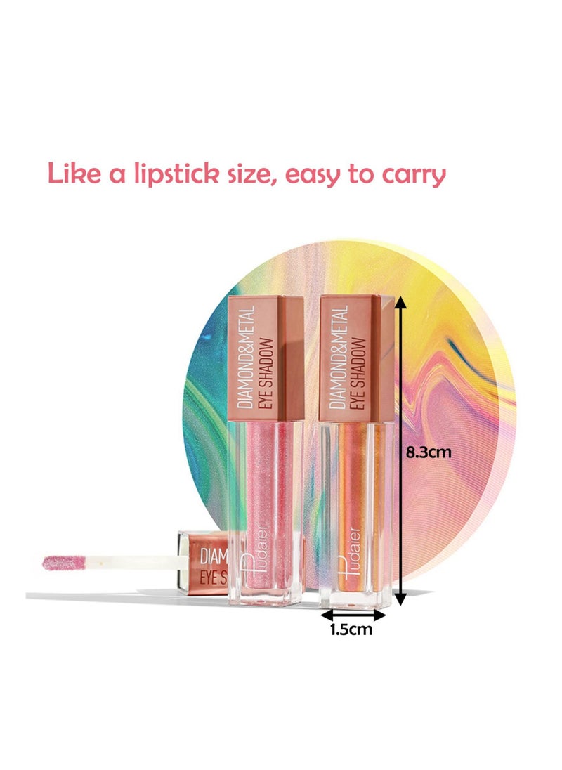 SYOSI - Liquid Glitter Eyeshadow, SYOSI Highly Pigmented Metallic Eye Shadows & Eyeliner Pen, Sparkling Shimmer Eyes Makeup Waterproof Long Lasting Quick-Drying Eye Shadow Make up Kits(Elegant Orange) - Image 1