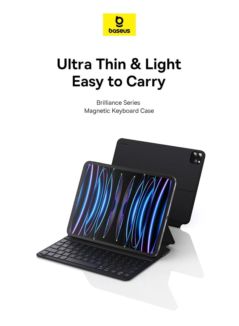 بيسوس حافظة لوحة مفاتيح مغناطيسية لجهاز iPad Air4/Air5 10.9″ /Pad Pro (2018/2020/2021/2022) 11″ حافظة لوحة مفاتيح قابلة للفصل بتقنية بلوتوث 5.3 فولت لجهاز iPad الجيل العاشر، رفيعة للغاية وعمر بطارية طويل يصل إلى 150 ساعة - Image 2