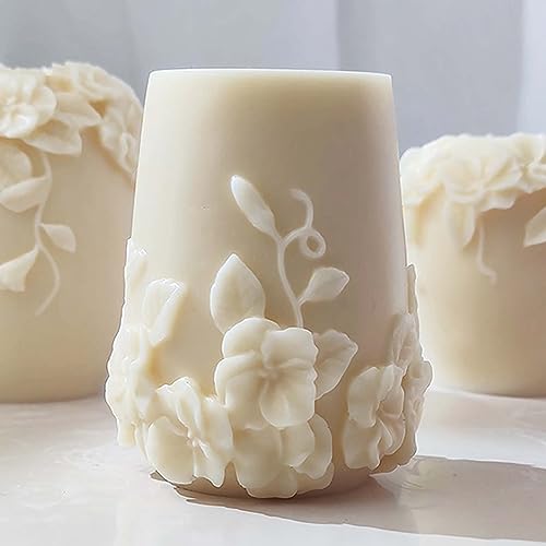 ESEENS Bottle Candle Molds Cylinder Flower Pillar Mold - Rose Flower - Resin Casting Silicone Molds for Home Decor & Candle Making Wave Spiral Mold - Image 1