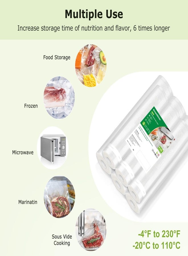 Bonsenkitchen Vacuum Sealer Rolls Bags, 6 Pack 3 Rolls 11" x 16' + 3 Rolls 8" x 16',Commercial Grade, Heavy Duty, BPA Free, Food Storage Bags - Image 5